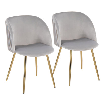 Fran - Pleated Contemporary Chair (Set of 2) - Gold / Silver