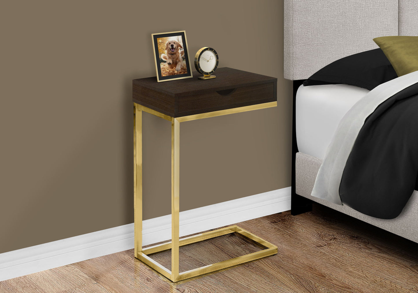 Accent Table, C - Shaped, Contemporary - Espresso