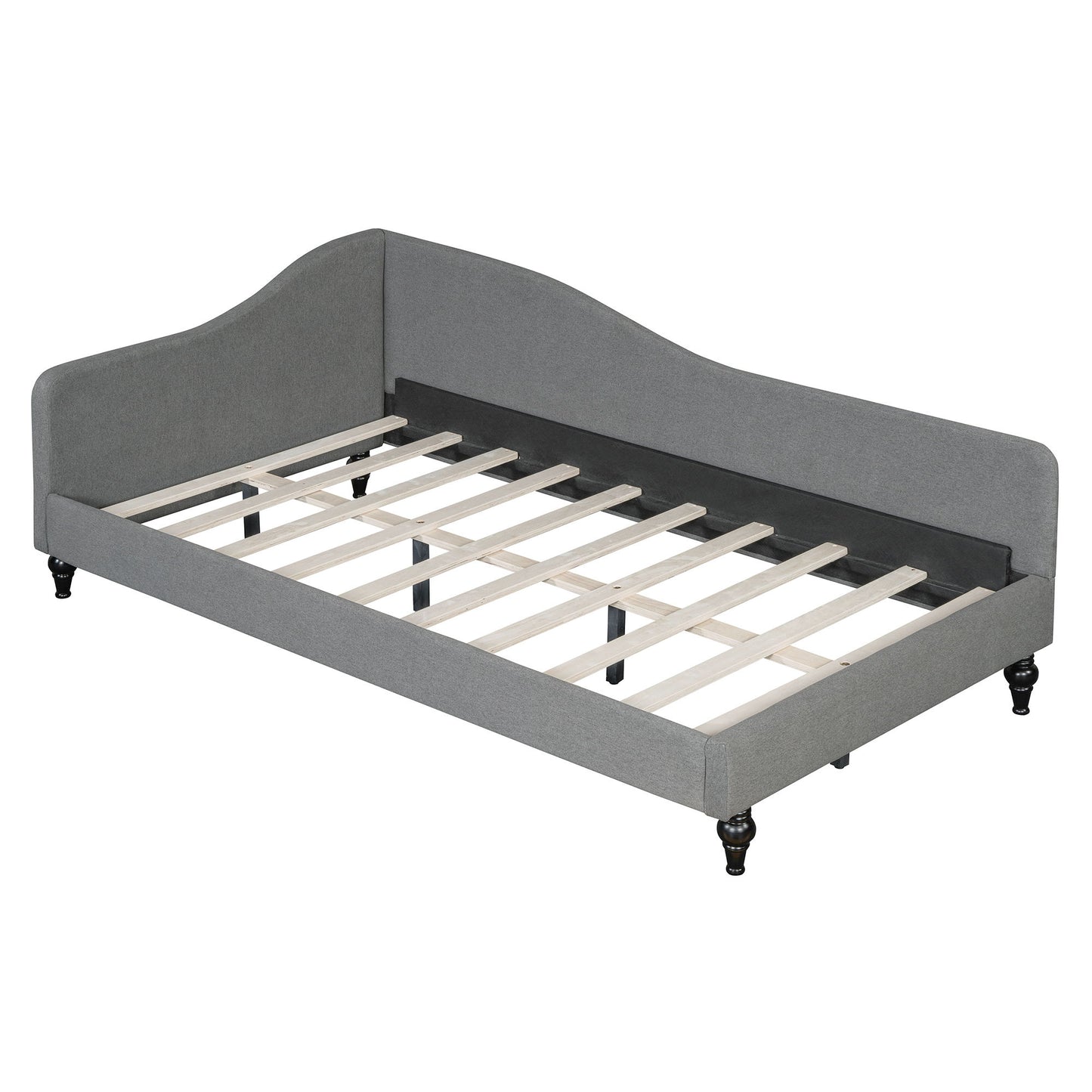 Twin Size L Shaped Linen Daybed With Legs - Gray