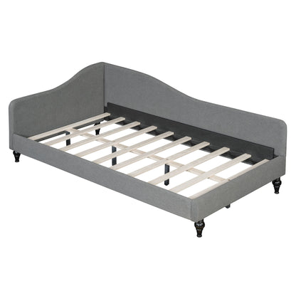 Twin Size L Shaped Linen Daybed With Legs - Gray