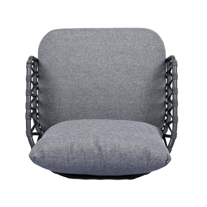 4 Piece Outdoor Patio Furniture Set, Metal Chairs With Woven Rope U Shaped Backrest, Outdoor Conversation Set With Thick Cushions And Coffee Table For Garden, Poolside, Balcony - Black / Gray