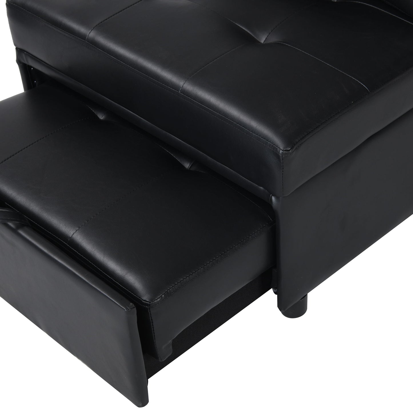 Folding Ottoman Sofa Bed Multi Functional Space Saving Design - Black
