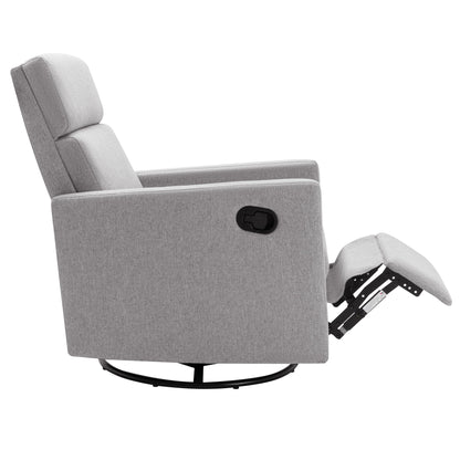 Modern Upholstered Rocker Nursery Chair Plush Seating Glider Swivel Recliner Chair - Gray