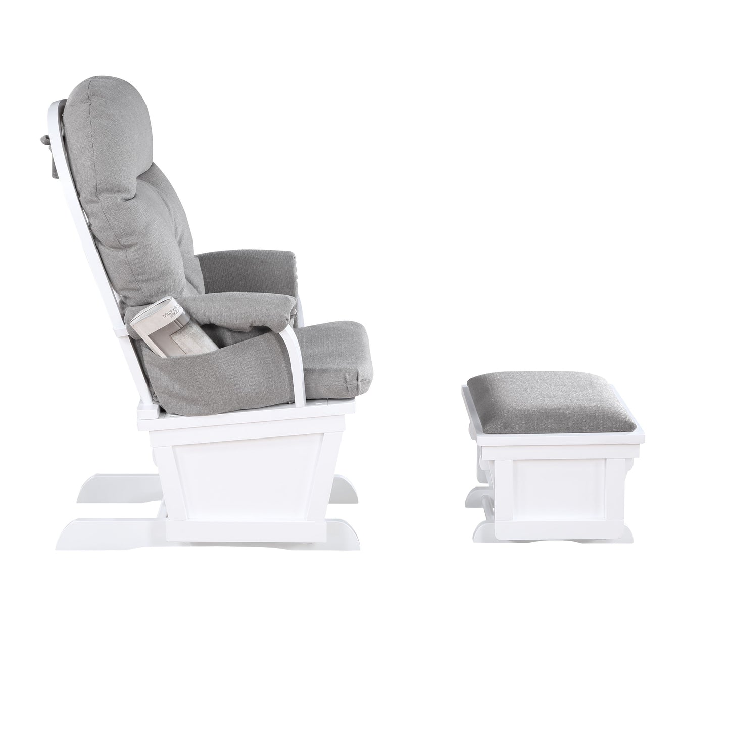 Madison - Glider & Ottoman - White / Oyster