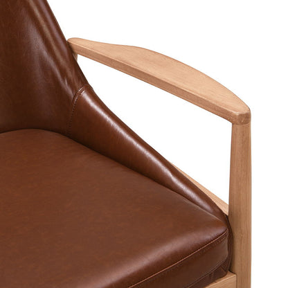 Accent Chair, Mid-Century Modern Armchair With Solid Wood Frame, Reading Leisure Chair With High Back For Living Room - Brown