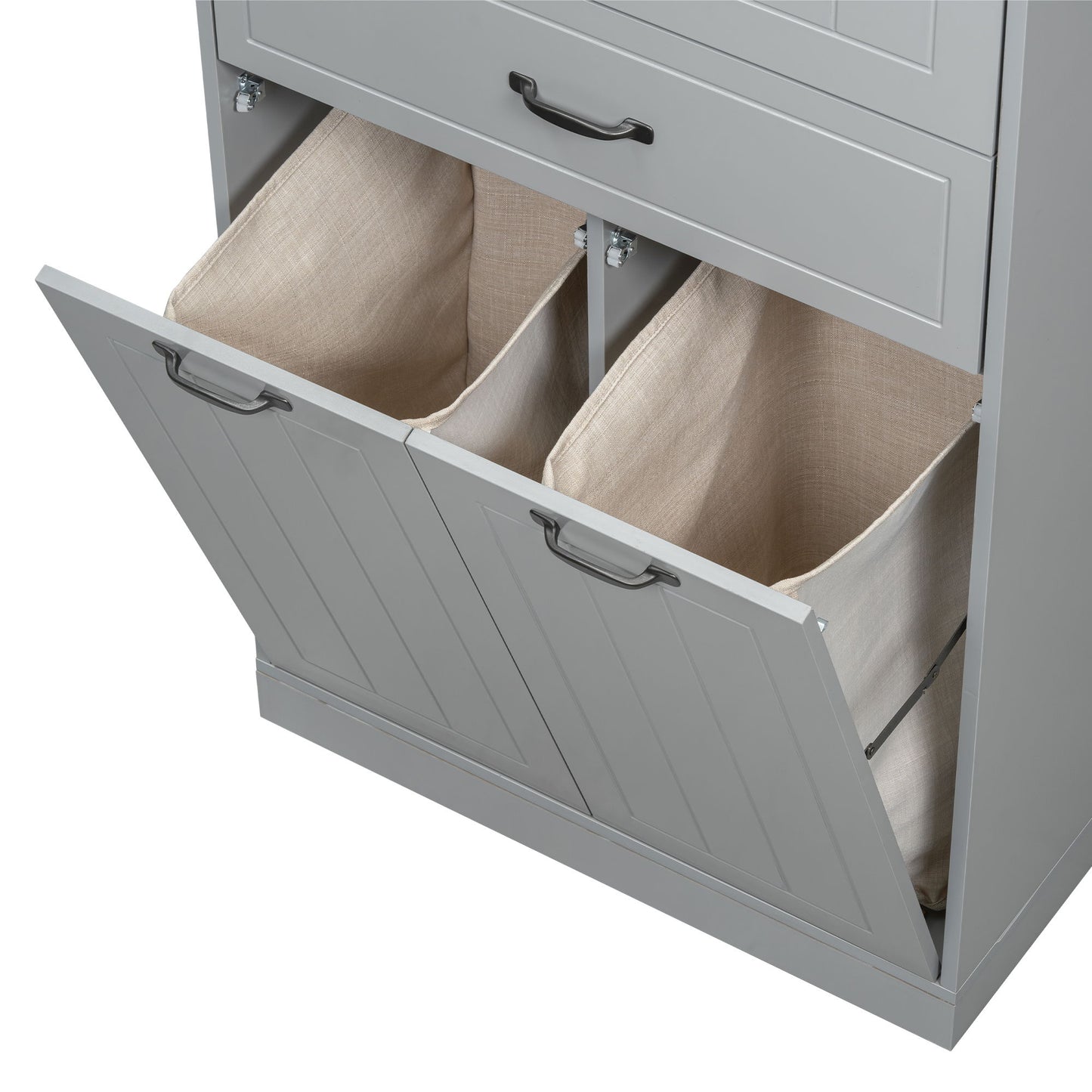 Stylish Bathroom Storage Cabinet With 2 Laundry Baskets - Gray