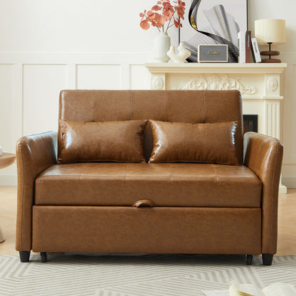 Convertible Sleeper Bed, Adjustable Oversized Armchair With 3 USB Ports For Small Space - Brown