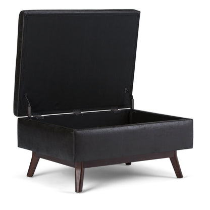 Owen - Coffee Table Storage Ottoman - Distressed Black