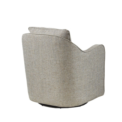 Wide Seat Swivel Arm Chair With 360 Degree Rotation - Gray