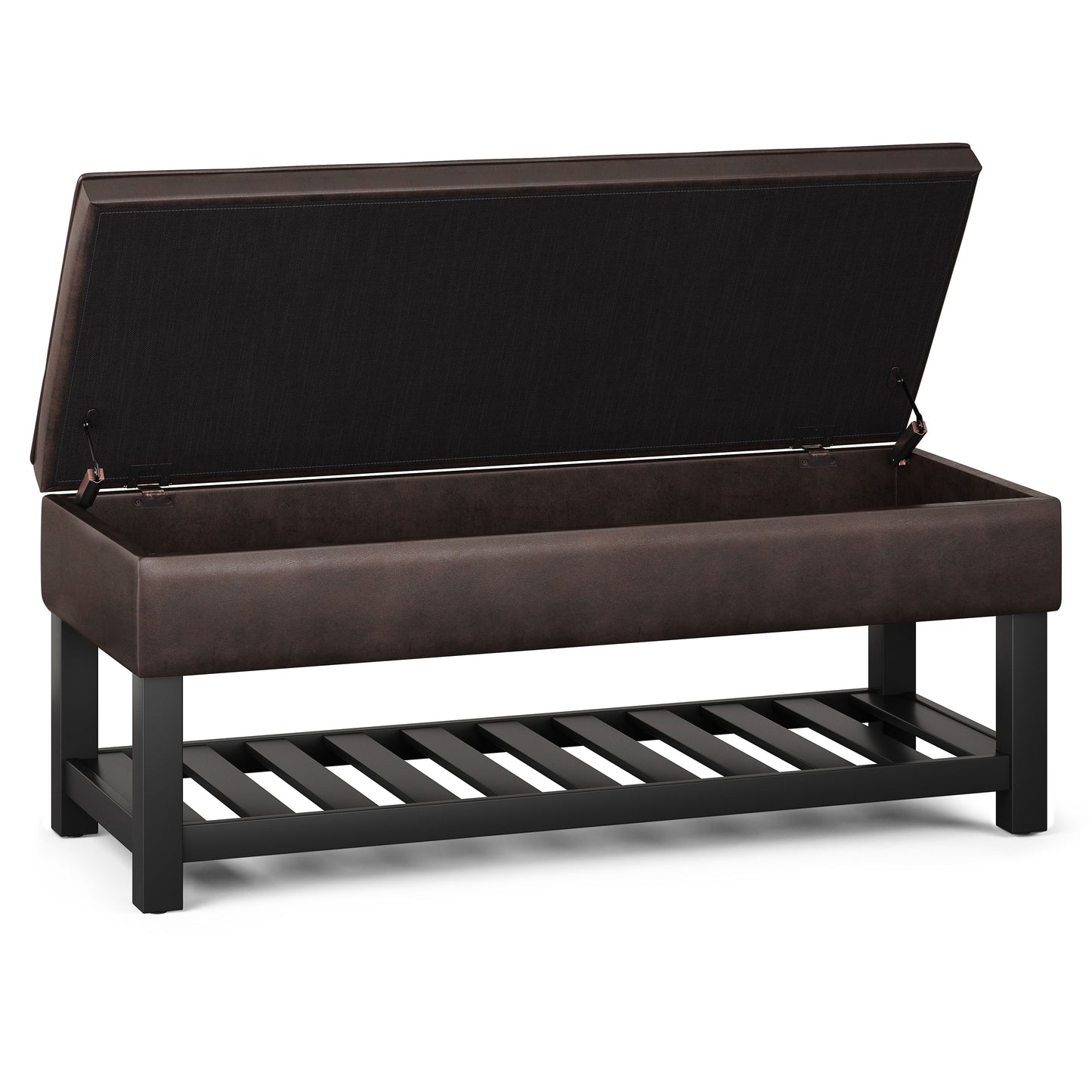 Cosmopolitan - Storage Ottoman Bench With Open Bottom - Distressed Brown