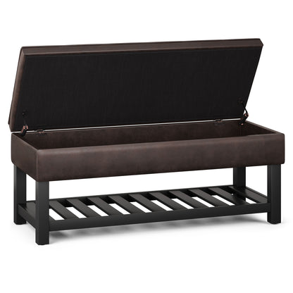 Cosmopolitan - Storage Ottoman Bench With Open Bottom - Distressed Brown