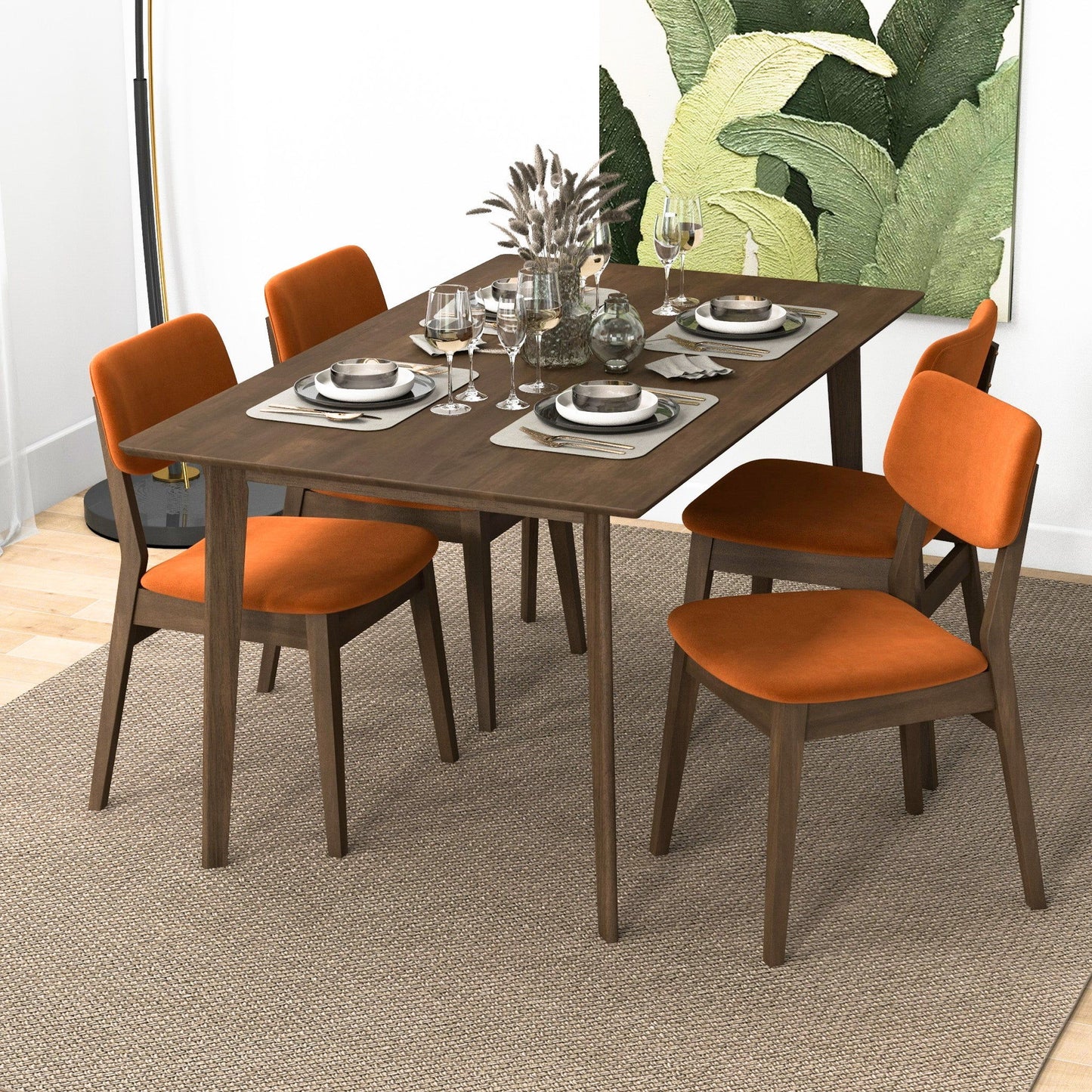 Carlos - Solid Back Side Chair (Set of 2) - Brown / Burnt Orange