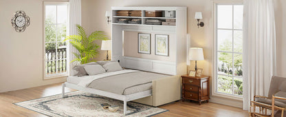 Queen Size Murphy Wall Bed With Sofa - White