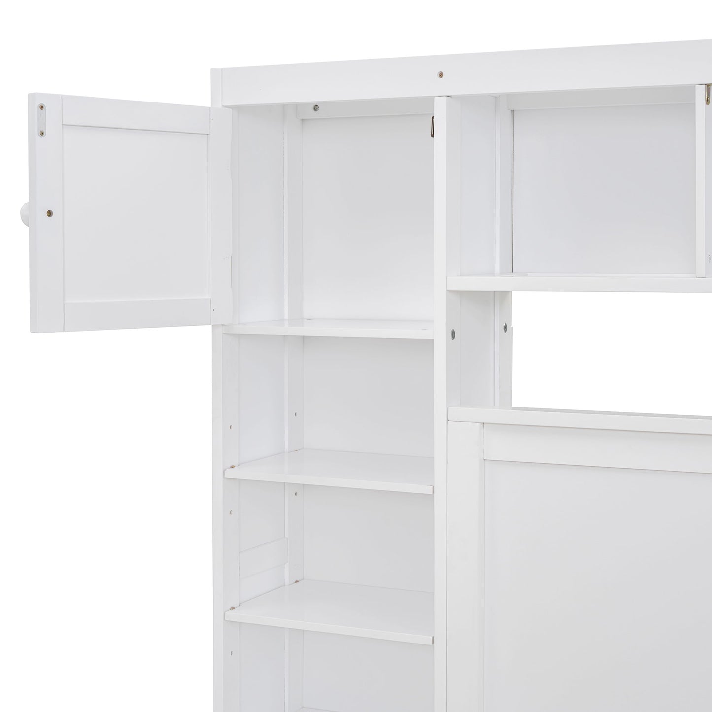 Full Size Bed With All In One Cabinet, Shelf And Sockets, Twin Size Trundle - White