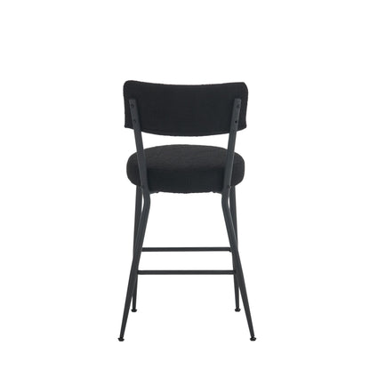 Modern Teddy Fabric Upholstered Bar Stools (Set of 4) - Black