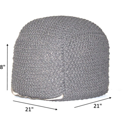 Semi Rounded Pouf Cable Knitted Perfect Seating Light - Gray