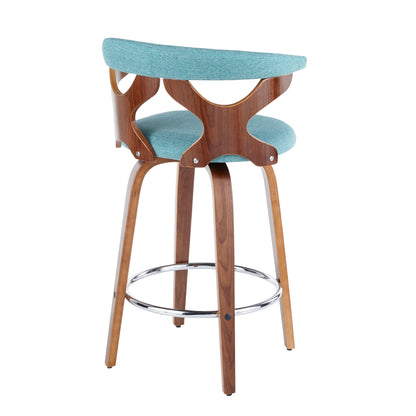 Gardenia - Mid-Century Modern Counter Stool (Set of 2) - Walnut / Teal