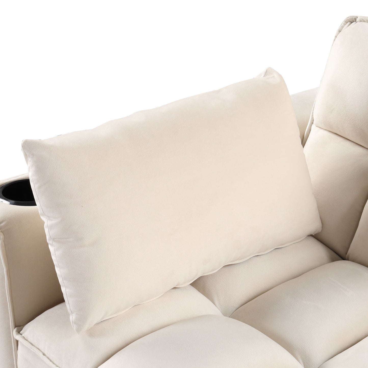 Multi Functional Sofa Bed With Cup Holder And USB Port For Living Room Or Apartments - Milk White