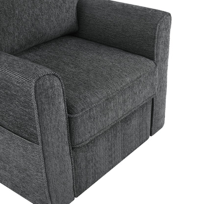 360 Degree Swivel Chair Accent Barrel Armchair With Side Pockets, Compact Design For Living Room, Bedroom, Office - Gray