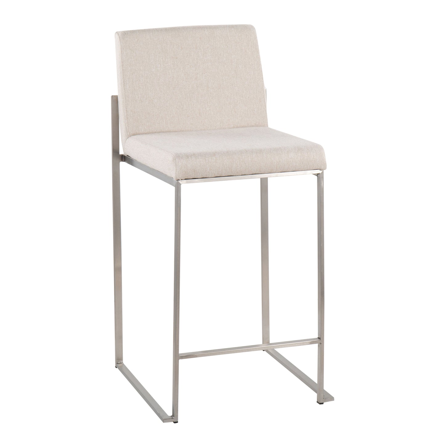 Fuji - Contemporary High Back Counter Stool (Set of 2) - Beige
