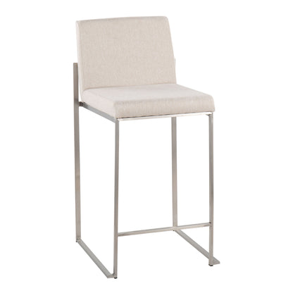 Fuji - Contemporary High Back Counter Stool (Set of 2) - Beige