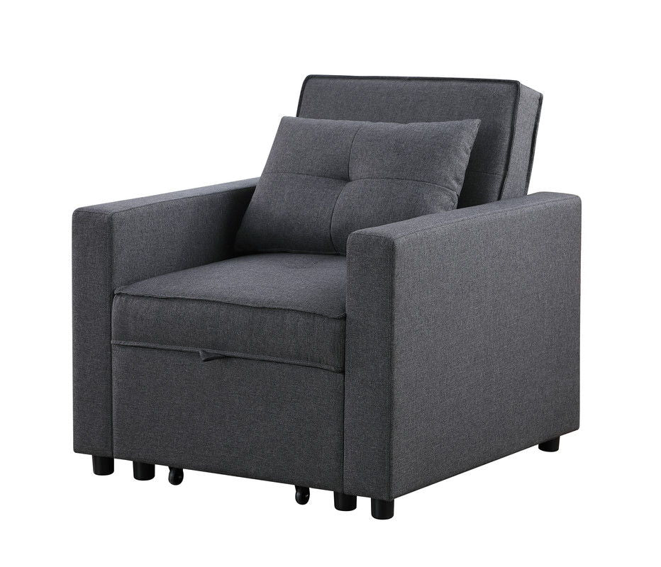 Zoey - Convertible Sleeper Chair With Side Pocket - Dark Gray