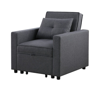 Zoey - Convertible Sleeper Chair With Side Pocket - Dark Gray