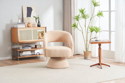Swivel Accent Chair Armchair, Round Barrel Chair For Living Room Bedroom - Cream