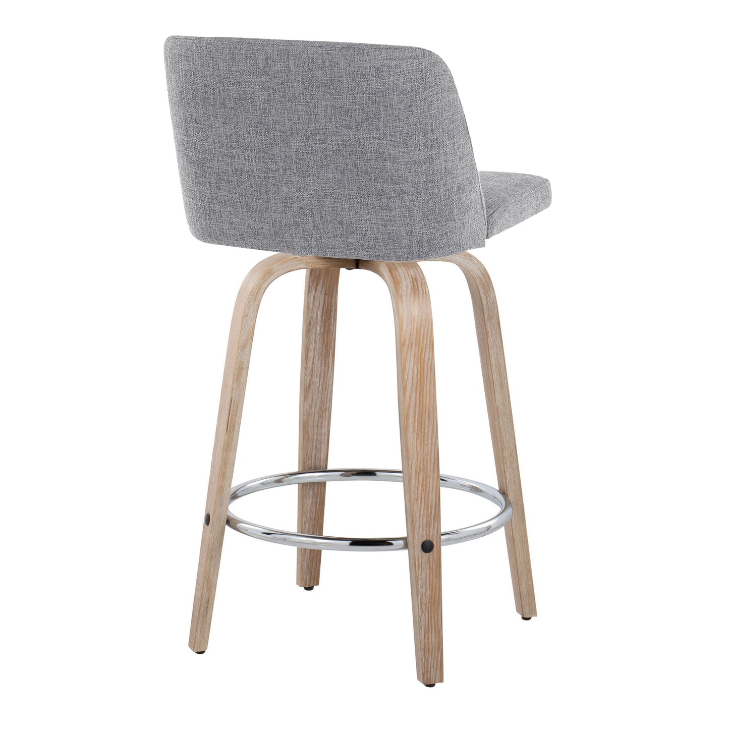 Toriano - Contemporary Fixed Height Counter Stool With Swivel With Round Footrest (Set of 2) - Whitewashed / Gray