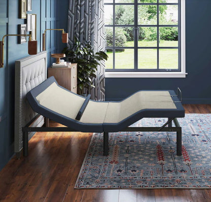 Bt6500 - California King Adjustable Bed Base With Head / Foot Tilt And Lumbar Position Adjustment - Blue / Gray