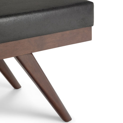 Chanelle - Mid Century Ottoman Bench - Distressed Black
