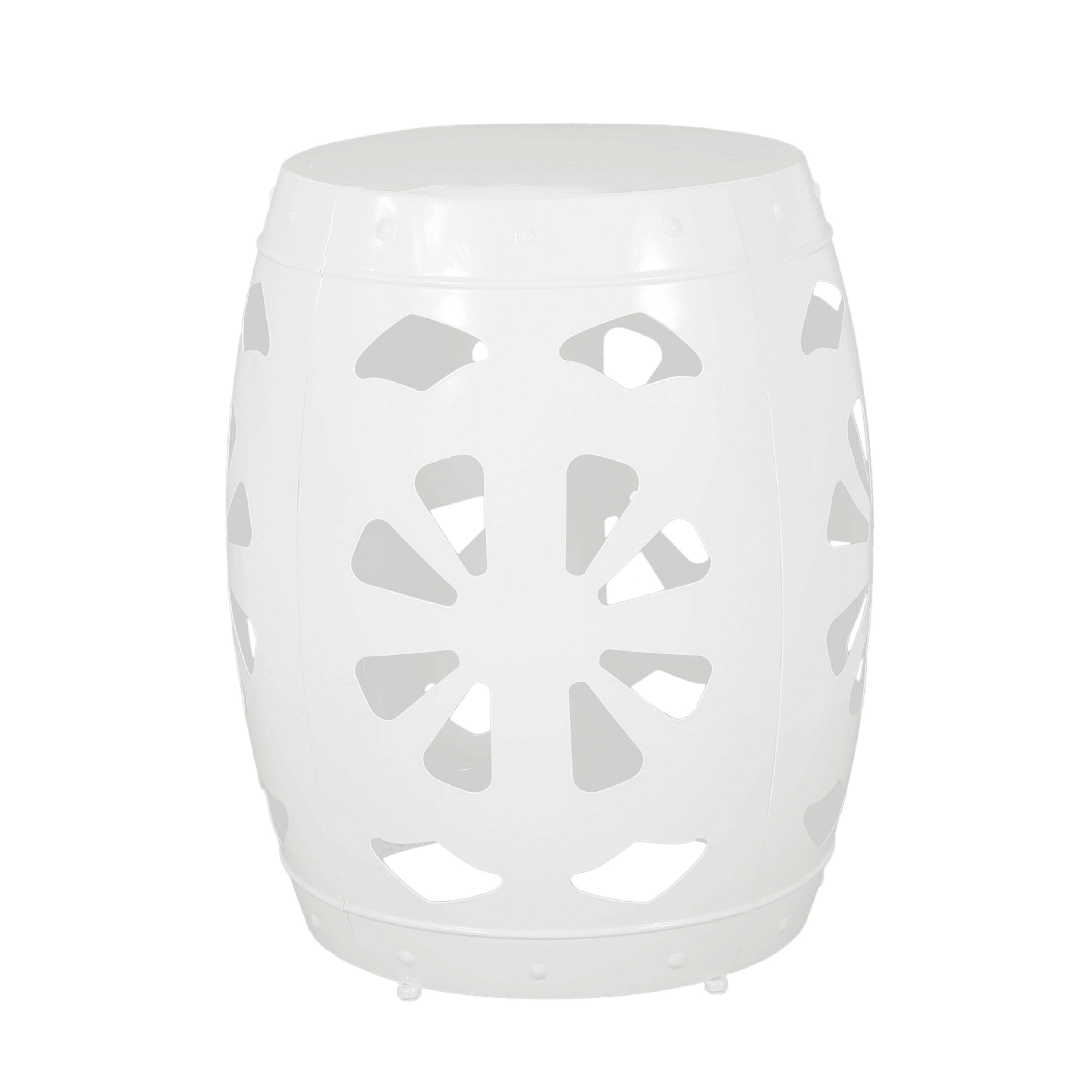 Large Metal End Table -White