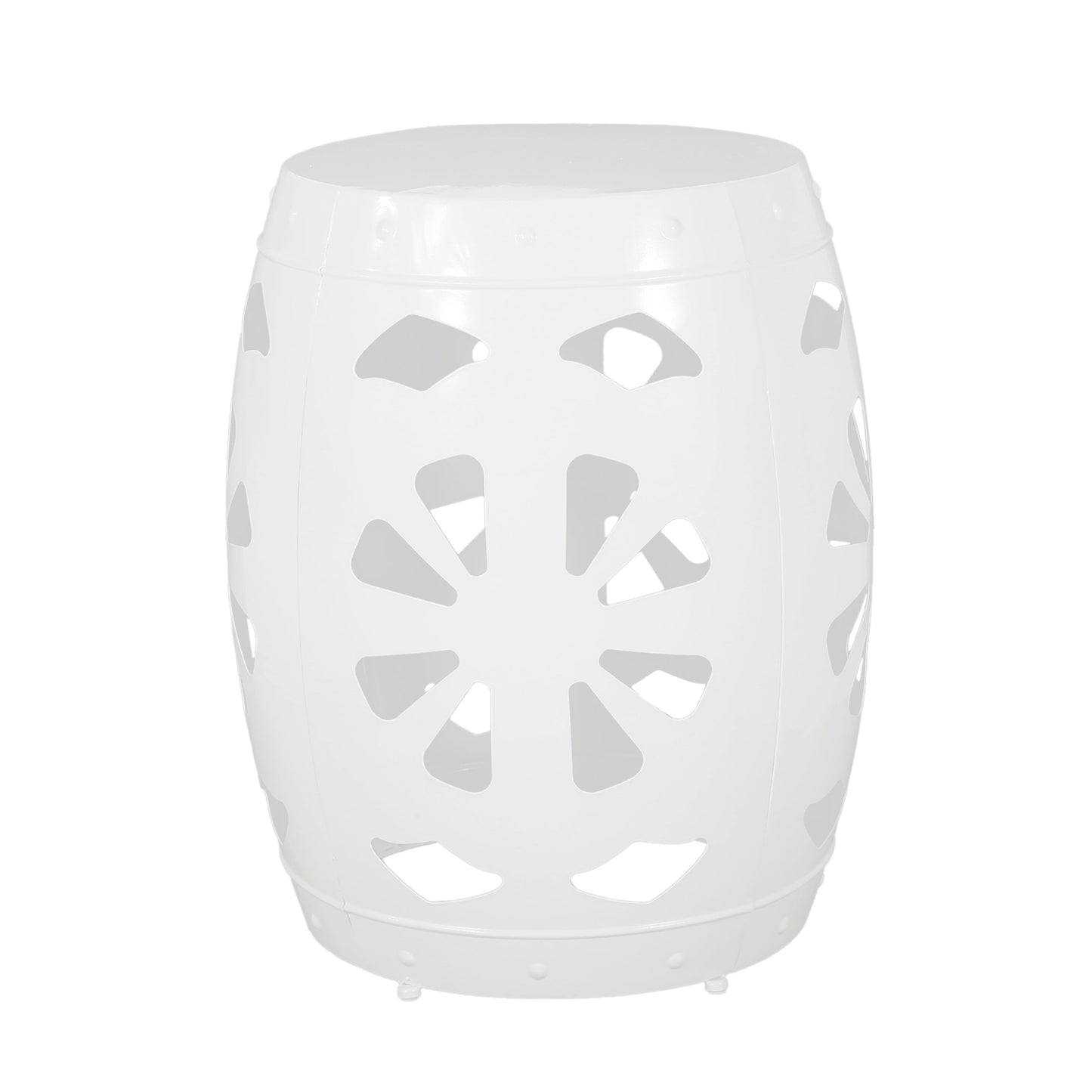 Large Metal End Table -White
