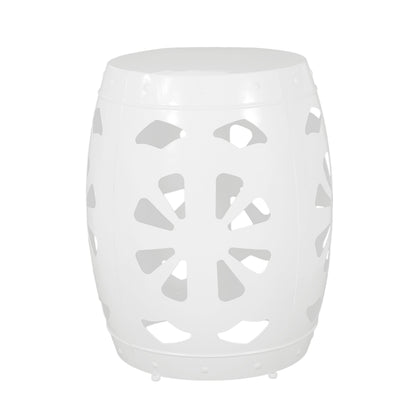 Large Metal End Table -White
