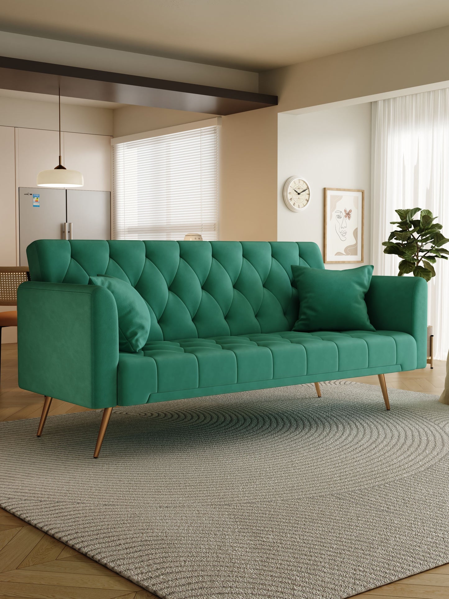 Convertible Double Folding Living Room Sofa Bed - Green