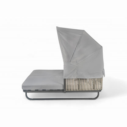 Outdoor Patio Daybed Rattan Daybed Outdoor Sunbed With Detachable Pillows For Patio, Backyard, Pool - Gray