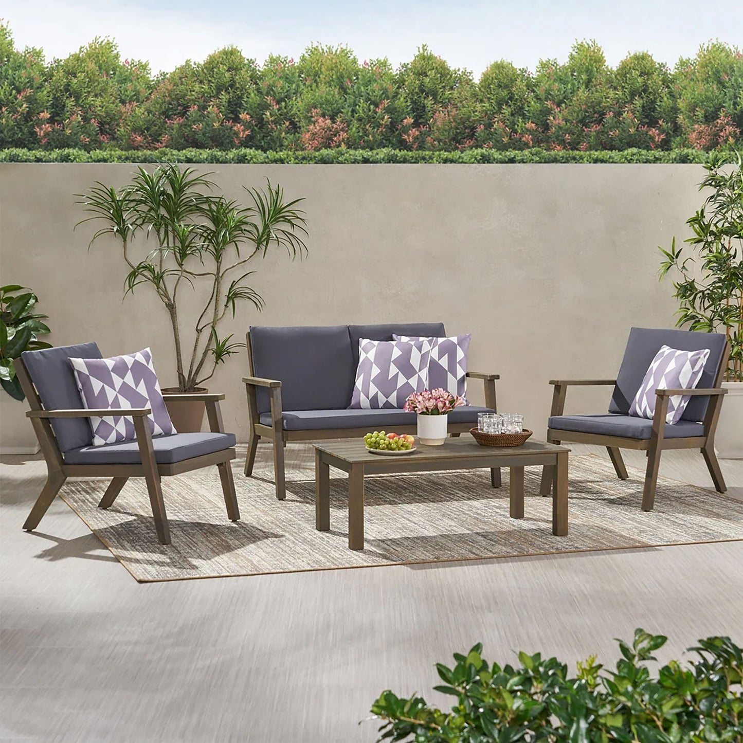 Avacyn - Outdoor 4 Seater Chat Set With Cushions - Gray