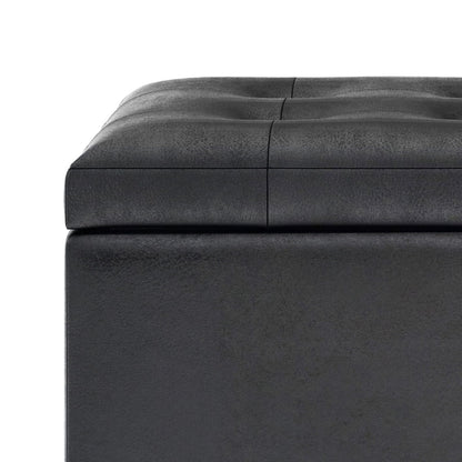 Cosmopolitan - Storage Ottoman - Distressed Black