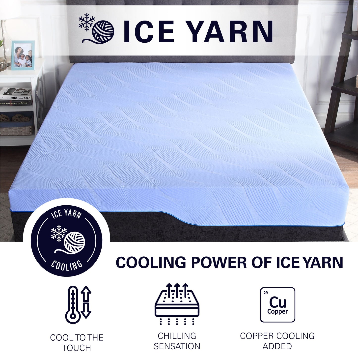 Refresh - 12" King Size Hybrid Cooling Fast Responding Latex Foam And Coil Mattress - Blue