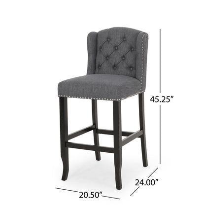 Solara - Fabric Tufted Counter Stool With Nailhead Accents (Set of 2) - Charcoal