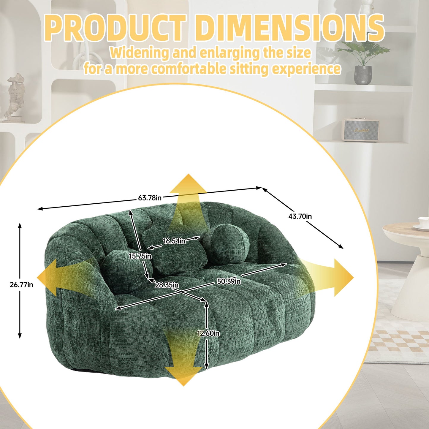 Bean Bag Sofa Lazy Sofa Durable Comfort Lounger High Back Bean Bag Chair Couch For Adults And Kids - Emerald