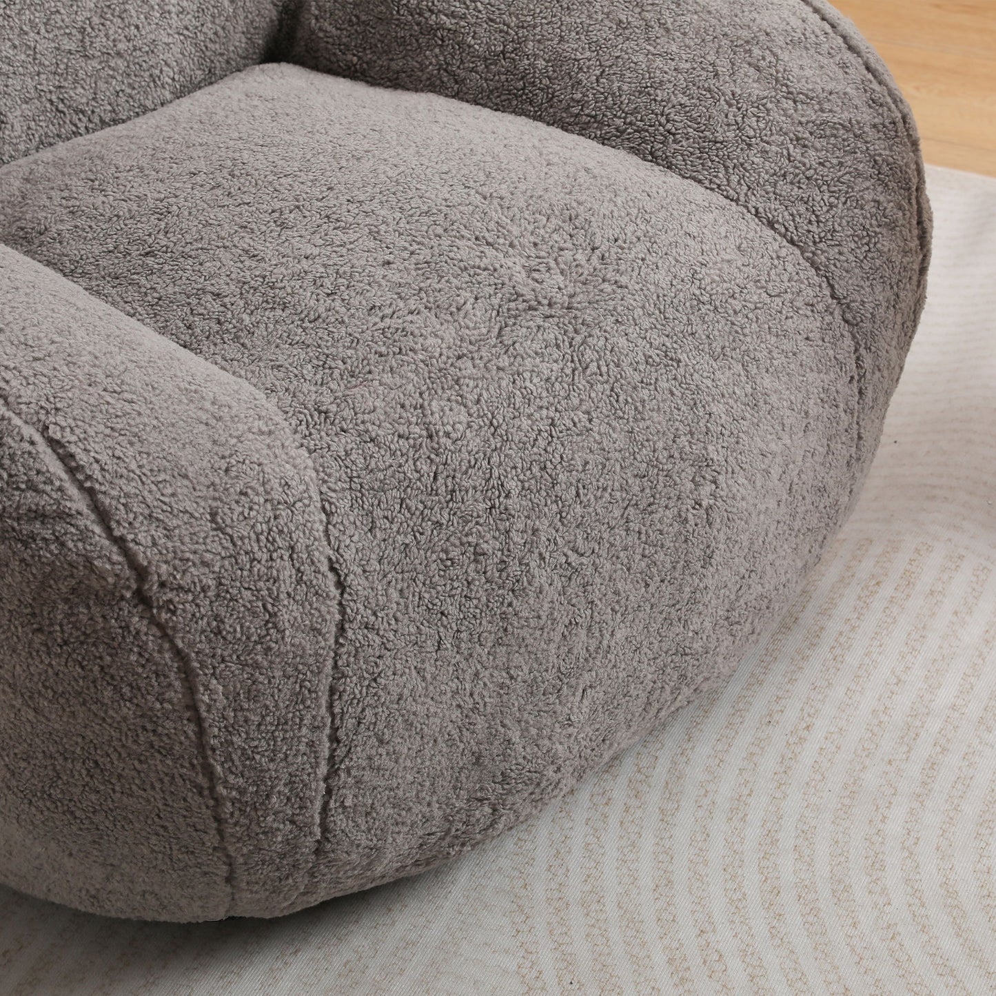 Giant Bean Bag Chair For Adults, Spacious Memory Foam Bean Bag Sofa With Armrests Teddy Fabric, Comfy Seating For Living Room Or Bedroom - Light Gray