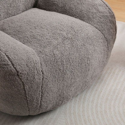 Giant Bean Bag Chair For Adults, Spacious Memory Foam Bean Bag Sofa With Armrests Teddy Fabric, Comfy Seating For Living Room Or Bedroom - Light Gray