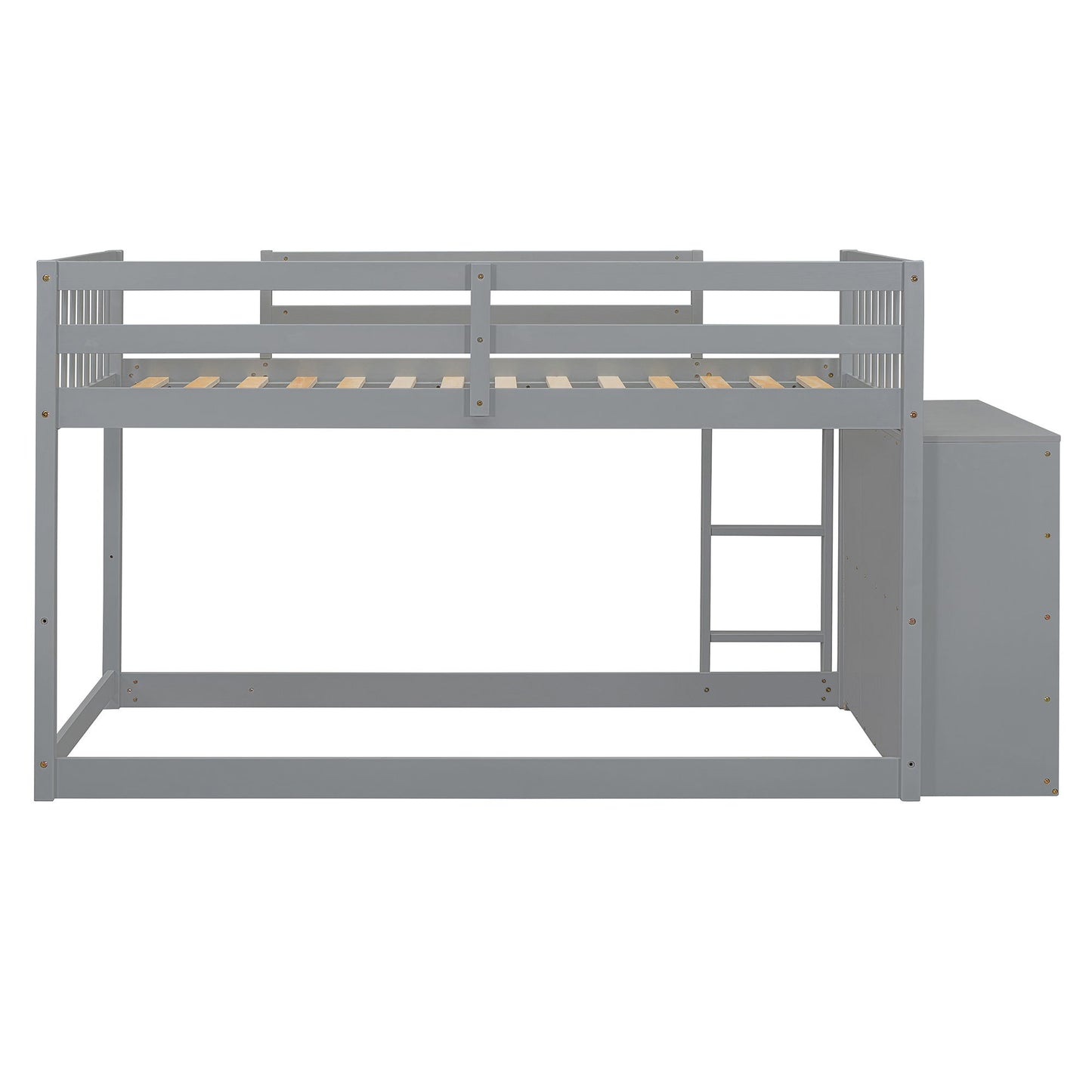 Twin Over Twin Classic Bunk Bed With 4 Drawers And 3 Shelves - Gray