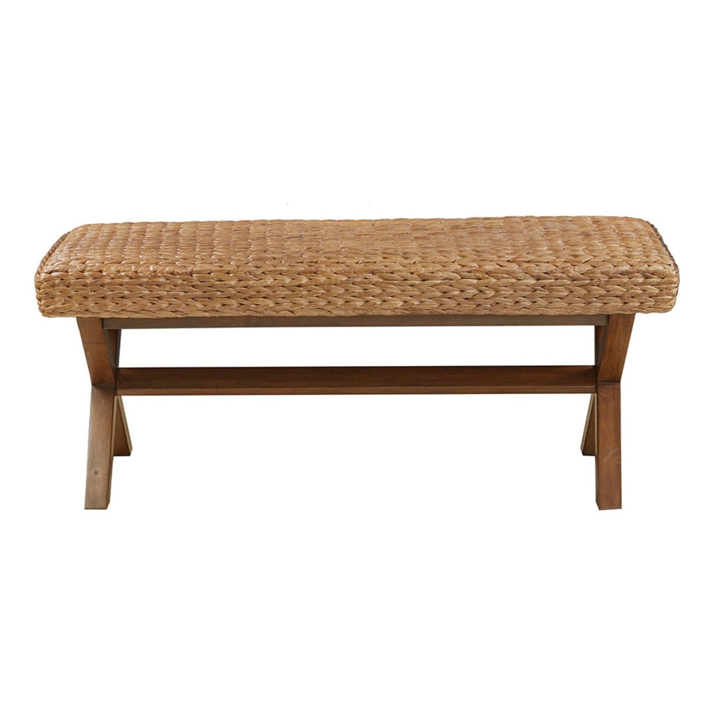 The Bench With Water Hyacinth Seat And Mahogany Base - Brown