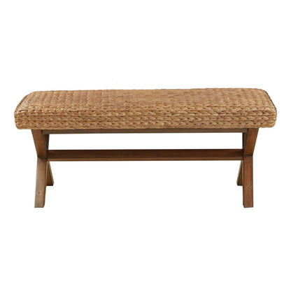 The Bench With Water Hyacinth Seat And Mahogany Base - Brown