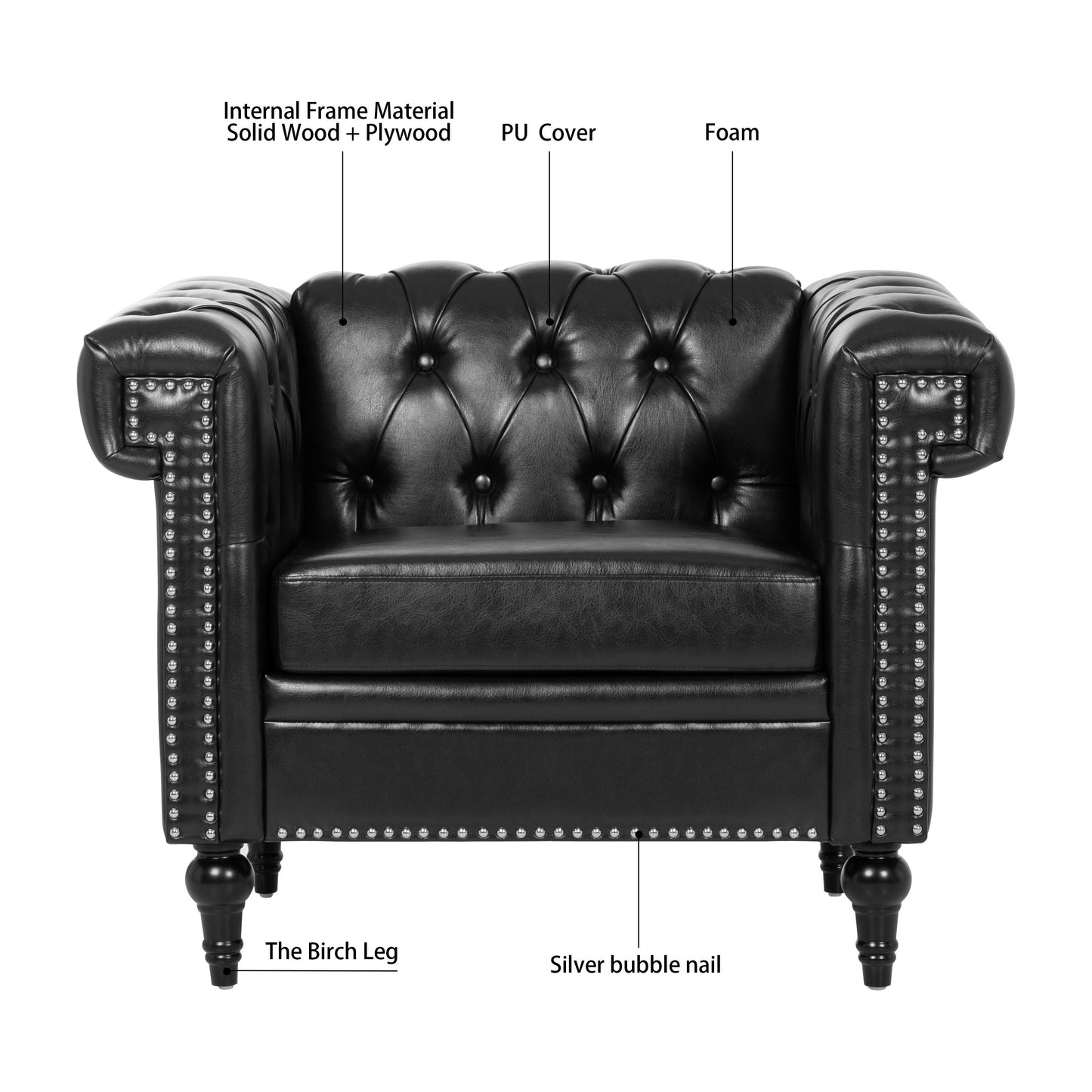 1 Seater Sofa - Black