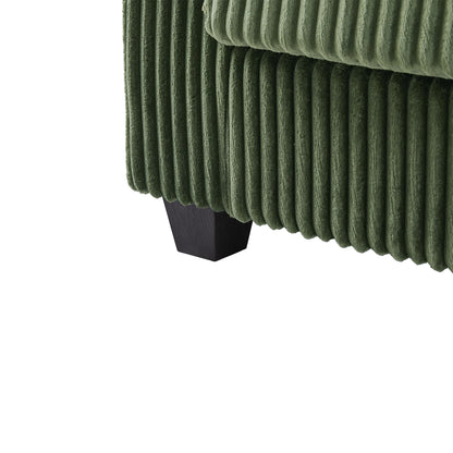 Modern 4 Seater Corduroy Sofa With USB Ports, Hidden Storage Arms, Flip Top Cup Holders - Green