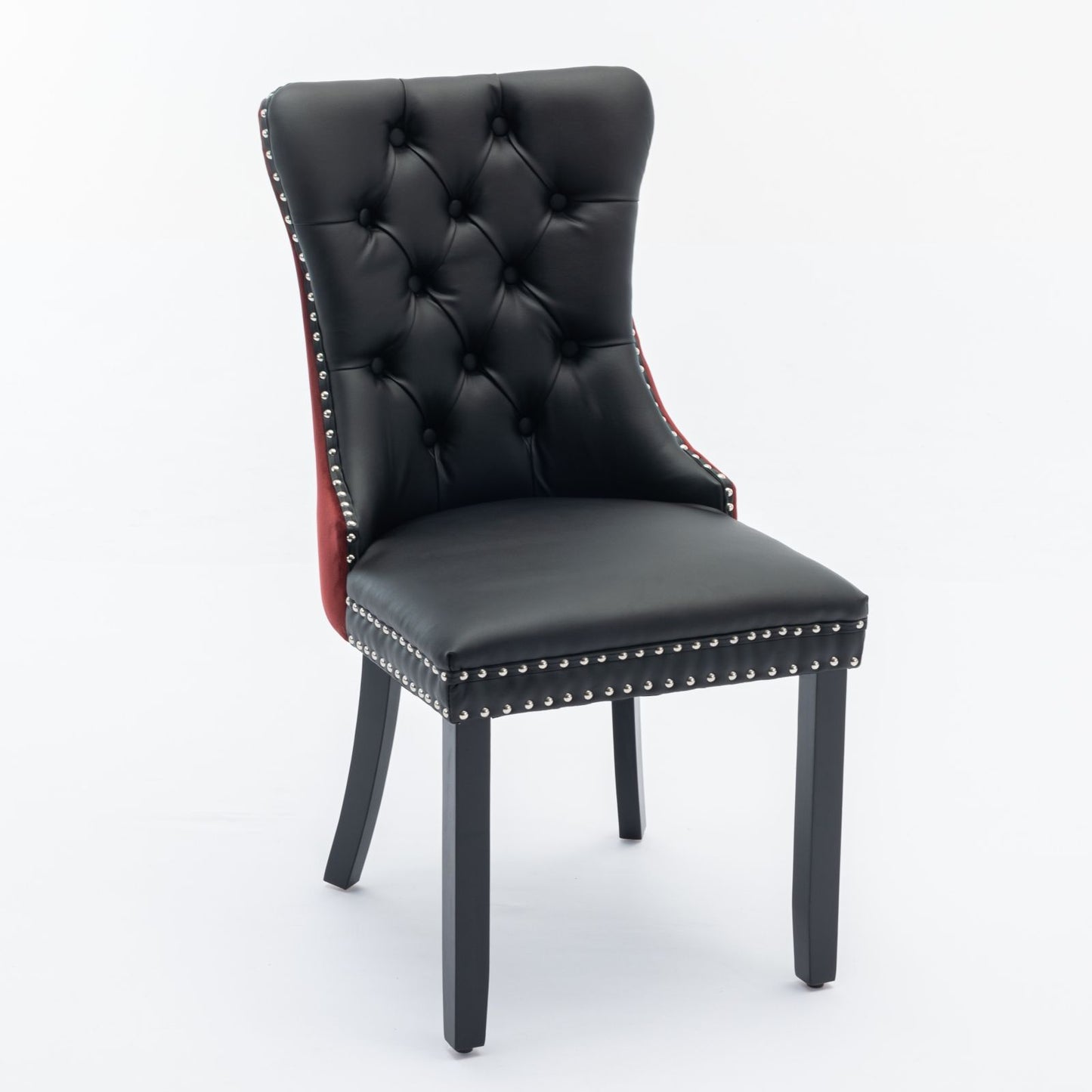Nikki - Modern, High-End Tufted Solid Wood Contemporary And Velvet Upholstered Dining Chair With Wood Legs Nailhead Trim (Set of 2) - Black / Winered / Burgundy