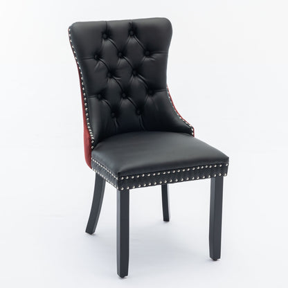 Nikki - Modern, High-End Tufted Solid Wood Contemporary And Velvet Upholstered Dining Chair With Wood Legs Nailhead Trim (Set of 2) - Black / Winered / Burgundy